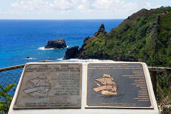 This plaque commemorates the mutiny of the Bounty